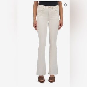 New NWT Kut from the Kloth Size 12 Stella High Rise Flare Jeans Raw Hem White